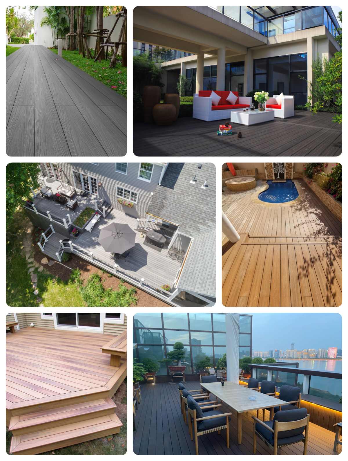 High hardness co-extruded wpc decking flooring